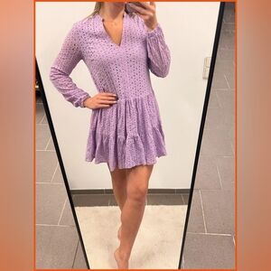 Elegant Lavender Long Sleeve Dress